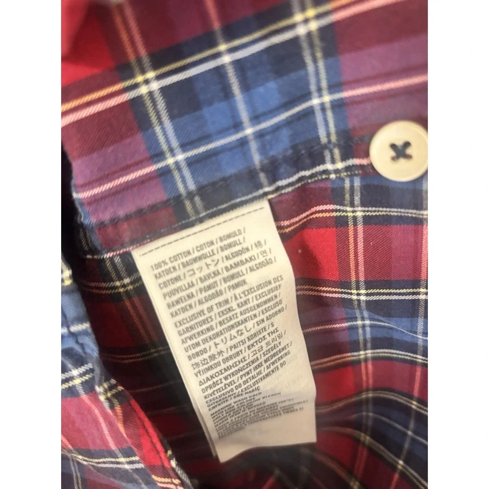 Abercrombie & Fitch Shirt Mens Medium Red Plaid Muscle Button Down Long‎ Sleeve